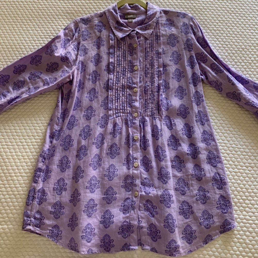 J Jill purple medallion print linen tunic